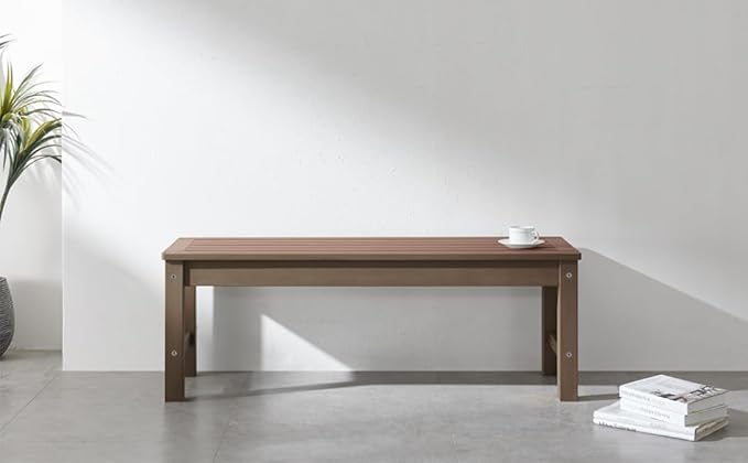 Psilvam Knight Bench, Two Person Outdoor Poly Lumber Patio Backless Bench - Photo 8