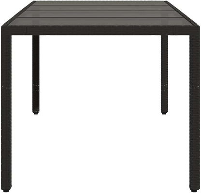 vidaXL Patio Table - Outdoor Garden Furniture - Black Poly Rattan - Rectangular Glass top - Patio/Deck/Garden use - Weather Resistant - 74.8"x35.4"x29.5"
