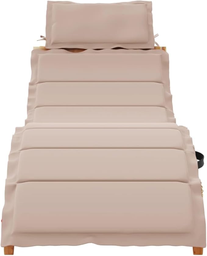 Solid Acacia Wood Sun Lounger, Taupe Patio Chaise Lounge Chair for Poolside and Garden - Photo 4