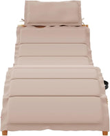 Solid Acacia Wood Sun Lounger, Taupe Patio Chaise Lounge Chair for Poolside and Garden - Photo 4