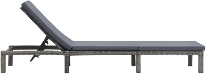 Outdoor Chaise Lounge 23.6 x 76.8 in Anthracite PE Rattan Reclining Pool Chair w/ 5-Position Backrest & Weather-Resistant Steel Frame for Patio Garden Balcony