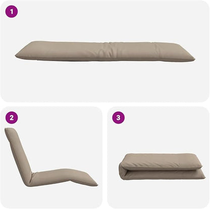 Folding Sun Lounger Taupe, 68.9x21.3x3.3 Outdoor Chaise with 5 Recline Positions, Oxford Fabric Recliner for Patio, Poolside, Beach, Camping, Backyard