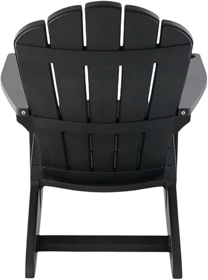 Modern Adirondack Chair with Cup Holder, Outdoor Patio Furniture (Black)
