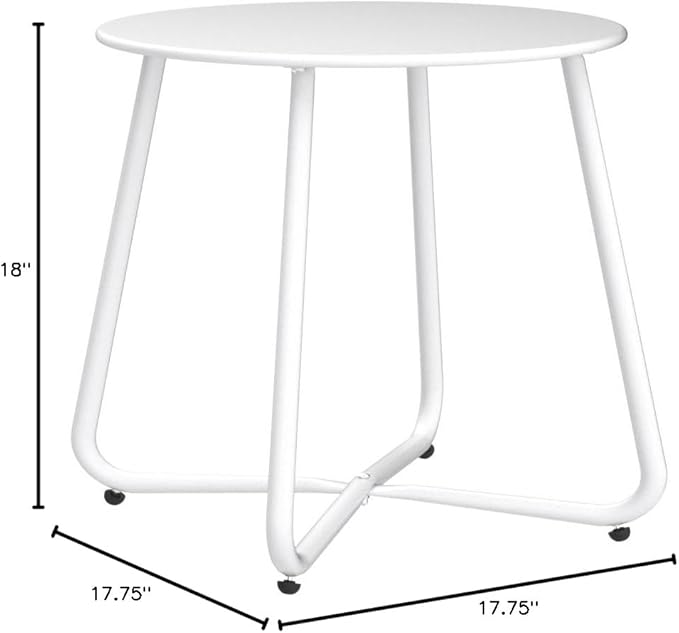 Grand patio Outdoor Side Table 18-inch Round End Table Accent Table for Bistro Balcony Apartment White