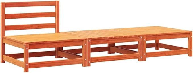 Modular Outdoor Sofa Set with Soft Cushions, Rustic Brown Pine Wood Garden Furniture for Balcony Terrace - Photo 4
