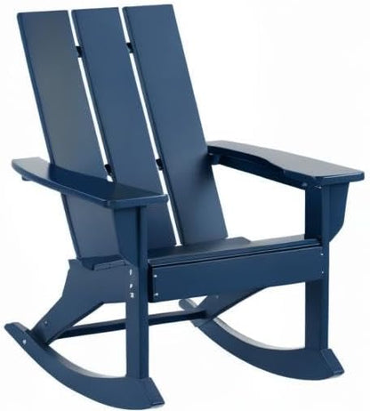 WO WESTIN OUTDOOR HDPE Shoreside Modern Rocking Poly Adirondack Chair,Navy Blue