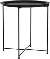 Garden 4 you End Table 2 PCS Metal Side Table Black Round Folding Tray Cyan Sofa Small Accent Fold-able Table - Photo 4