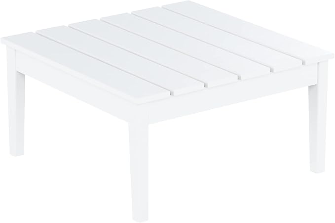 WestinTrends Ashore Outdoor Coffee Table, 32 Inch All Weather Poly Lumber Adirondack Patio Coffee Table Square Low Table, White