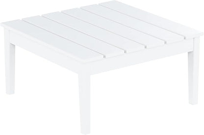 WestinTrends Ashore Outdoor Coffee Table, 32 Inch All Weather Poly Lumber Adirondack Patio Coffee Table Square Low Table, White