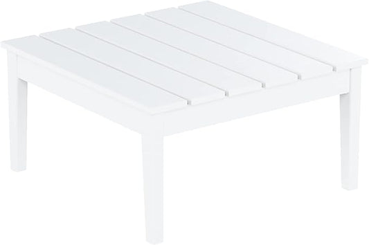 WestinTrends Ashore Outdoor Coffee Table, 32 Inch All Weather Poly Lumber Adirondack Patio Coffee Table Square Low Table, White