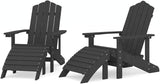2 Pack Patio Adirondack Chairs with Detachable Footstools Anthracite HDPE Outdoor Furniture for Garden Deck Poolside - Photo 3