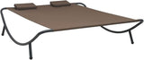 Double Chaise Lounge Outdoor with Adjustable Canopy and Pillow Extra Large Patio Hammock Bed Wheeled for Outside - Photo 1