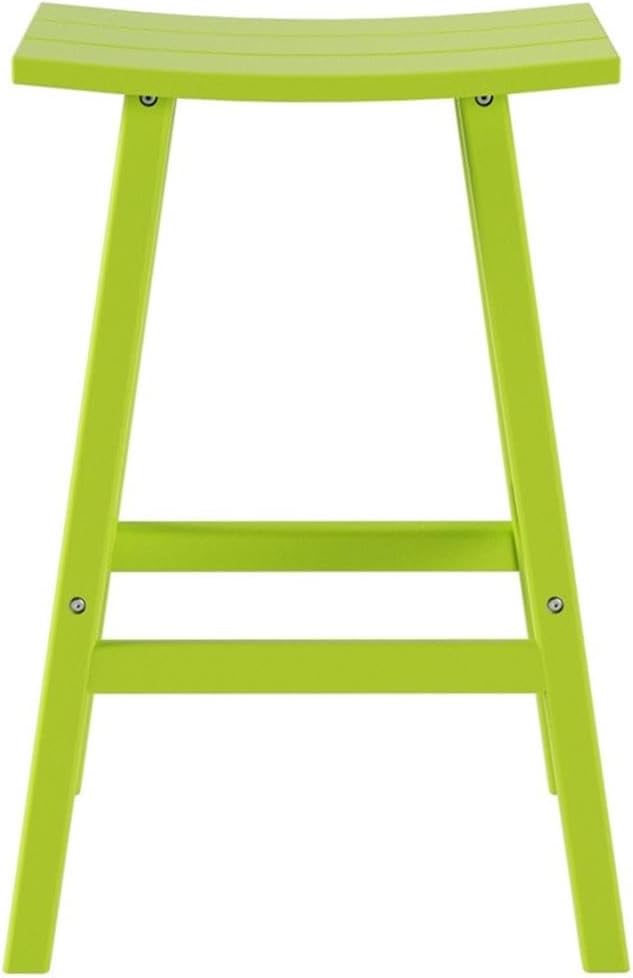 Costaelm All-Weather Outdoor Bar Stools, 29" Height Patio Stools & Bar Chairs, Adirondack Poly Patio Bar Stool for Patio, Deck, Kitchen Counter and Garden, Lime