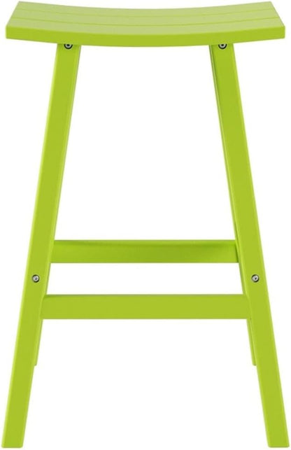 Costaelm All-Weather Outdoor Bar Stools, 29" Height Patio Stools & Bar Chairs, Adirondack Poly Patio Bar Stool for Patio, Deck, Kitchen Counter and Garden, Lime