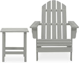 Large Grey Solid Fir Wood Ergonomic Garden Chair and Table Combo Set for Outdoor Patio Balcony with Weather-Resistant - Photo 2