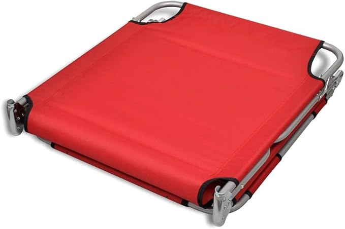 Red Folding Sun Lounger Outdoor 74.4" Long Powder-Coated Steel Frame Adjustable Headrest Portable Beach Patio Poolside - Photo 7