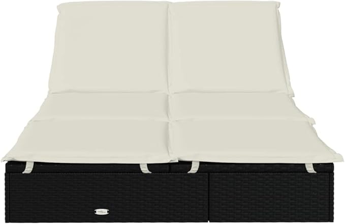 Double Outdoor Chaise Lounge, 79.1" Wicker Reclining Patio Lounge Chair with 5-Angle Backrest, All-Weather PE Rattan - Photo 4