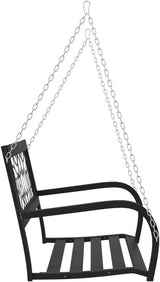 Black Steel Garden Swing Bench 49.2 x 49.2 x 16.5 in Matte Metal Outdoor Seating for 2 Weather-Resistant Porch Chair - Photo 6