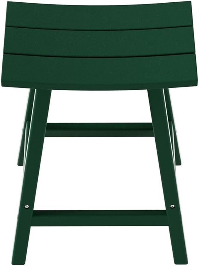 Costaelm All-Weather Bar Stools Set of 2, 24" Height Outdoor Bar Stools, Adirondack Poly Patio Bar Stool for Patio, Deck, Kitchen Counter and Garden, Dark Green