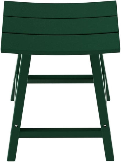 Costaelm All-Weather Bar Stools Set of 2, 24" Height Outdoor Bar Stools, Adirondack Poly Patio Bar Stool for Patio, Deck, Kitchen Counter and Garden, Dark Green