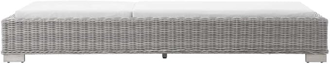 Conway Outdoor Patio Wicker Rattan Chaise Lounge in Light Gray White