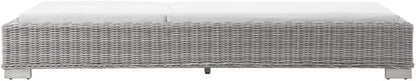 Conway Outdoor Patio Wicker Rattan Chaise Lounge in Light Gray White