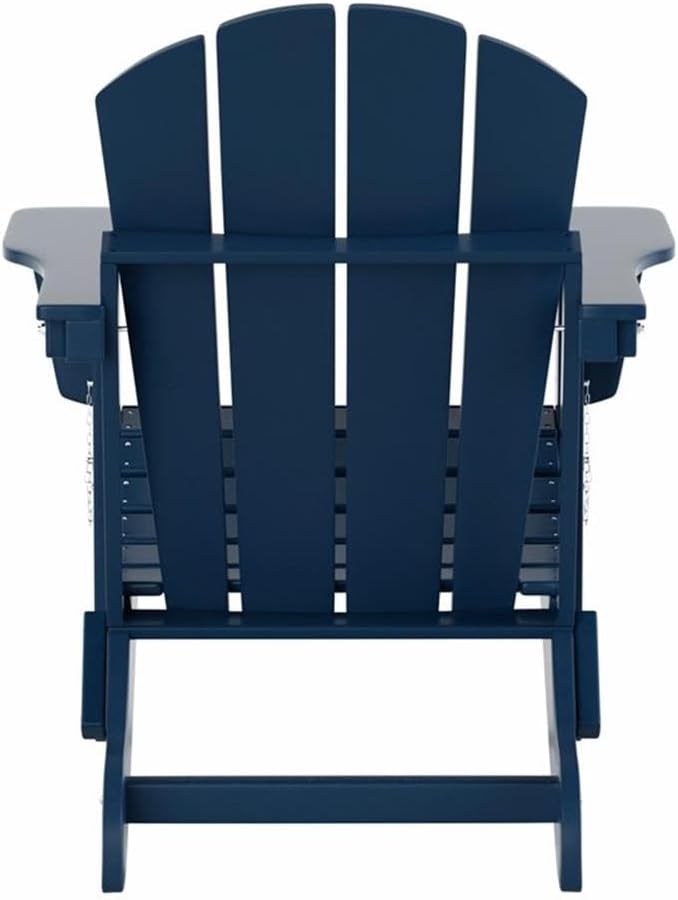 Costaelm Outdoor Folding Chair, Outdoor Seating Folding Firepit Chairs, All Weather Poly Adirondack Chair for Deck Backyard Garden Lawn Pool Patio, Navy Blue