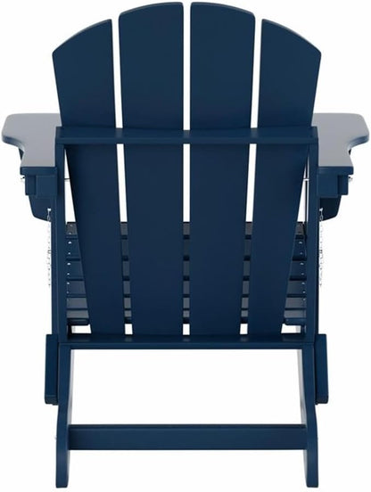 Costaelm Outdoor Folding Chair, Outdoor Seating Folding Firepit Chairs, All Weather Poly Adirondack Chair for Deck Backyard Garden Lawn Pool Patio, Navy Blue
