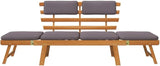 2-in-1 Patio Daybed with Cushion, Park Wooden Bench, Garden Bench, Balcony Bench, Outdoor Furniture, Picnic Bench - Photo 4