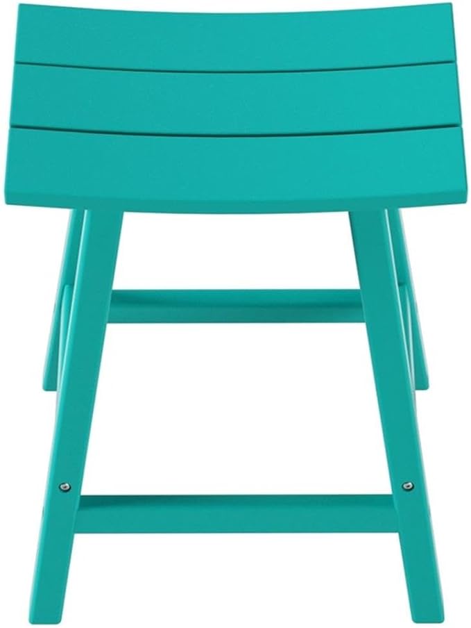 Costaelm All-Weather Bar Stools Set of 2, 24" Height Outdoor Bar Stools, Adirondack Poly Patio Bar Stool for Patio, Deck, Kitchen Counter and Garden, Turquoise