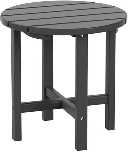 Costaelm Round Outdoor Side Tables, Adirondack Patio Tables for Outside, HDPE Patio End Table Weather Resistant, Balcony Table for Pool, Seaside, Backyard, Porch, Indoor Companion, Gray