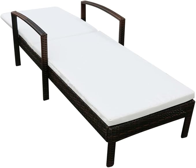 Sun Lounger Chaise Lounge,Lounge Chairs for Outside,Pool Lounge Chairs,Outdoor Chaise Lounge,Patio Lounge Chair,Outdoor Chaise,Pool Lounge Chair,with Cushion Poly Rattan Brown