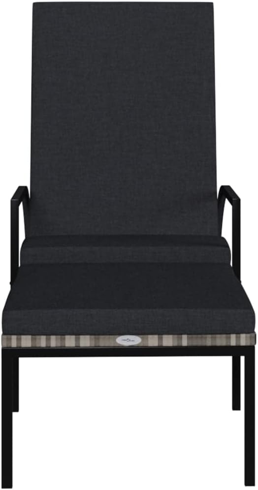 Grey PE Rattan Sun Lounger with Adjustable Backrest & Foldable Frame, 76.8" Outdoor Chaise for Patio, Poolside, Balcony, UV-Resistant Galvanized Steel Reclining Chair for Adults