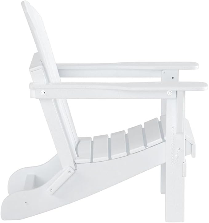 Costaelm Outdoor Folding Chair, Outdoor Seating Folding Firepit Chairs, All Weather Poly Adirondack Chair for Deck Backyard Garden Lawn Pool Patio, White