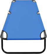 Portable Blue Folding Sun Lounger 74.8"x22.8" Steel Frame Polyester Fabric Outdoor Chaise for Beach Patio Poolside Lawn - Photo 6