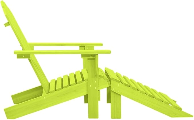 Green Adirondack Chair with Ottoman Solid Fir Wood Patio Lounge Chair Relaxing Outdoor Furniture for Garden Backyard - Photo 4