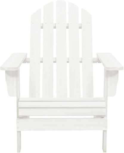 Patio Adirondack Chair with Table Outdoor Garden Furniture Solid Fir Wood White Weather Resistant Comfortable Relaxing Seating