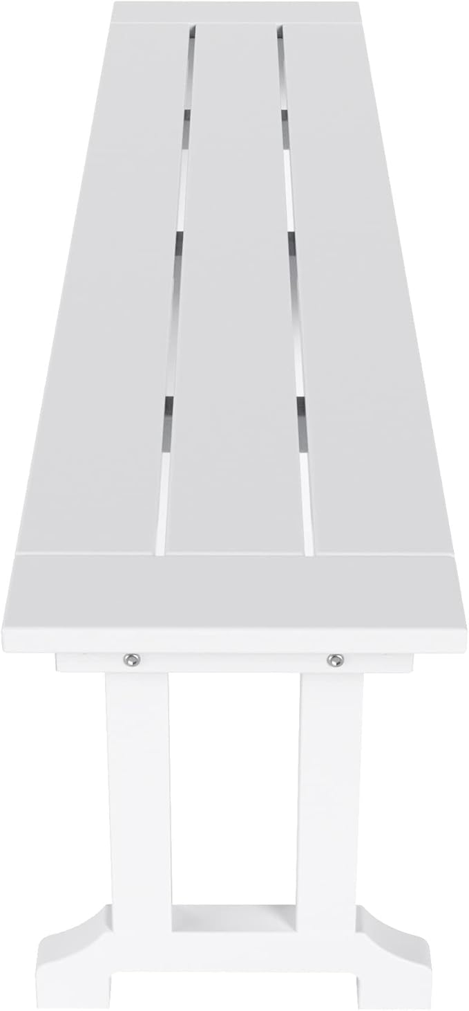 WestinTrends Malibu 65" Outdoor Dining Bench, All Weather Resistant Poly Lumber Patio Garden Bench Trestle Long Bench for Both Outdoor and Indoor, White