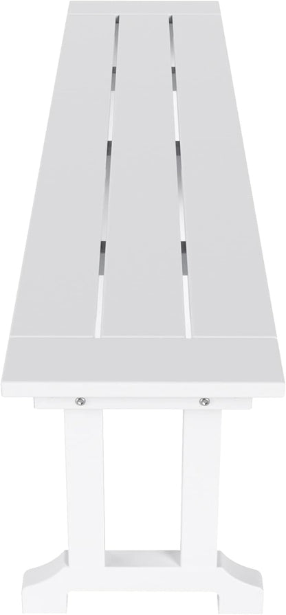 WestinTrends Malibu 65" Outdoor Dining Bench, All Weather Resistant Poly Lumber Patio Garden Bench Trestle Long Bench for Both Outdoor and Indoor, White