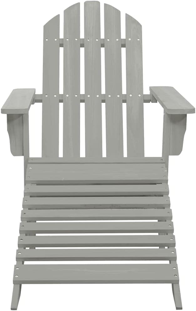 Patio Furniture Set with Ottoman and Table Solid Fir Wood Gray Outdoor Adirondack Chair for Garden Balcony Porch - Photo 6