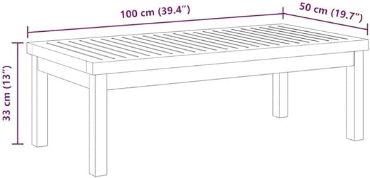 Solid Acacia Wood Coffee Table Rectangular Natural Medium Size for Living Room Outdoor Patio Furniture