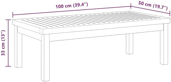 Solid Acacia Wood Coffee Table Rectangular Natural Acacia Wood Medium Size Indoor Outdoor Furniture for Living Room Patio Balcony