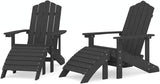 Patio Adirondack Chairs 2 Pcs with Footstools HDPE Anthracite Outdoor Lounge Chairs for Garden Patio Beach Poolside - Photo 3