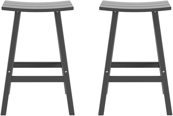 Costaelm All-Weather Bar Stools Set of 2, 29" Height Outdoor Bar Stools, Adirondack Poly Patio Bar Stool for Patio, Deck, Kitchen Counter and Garden, Gray