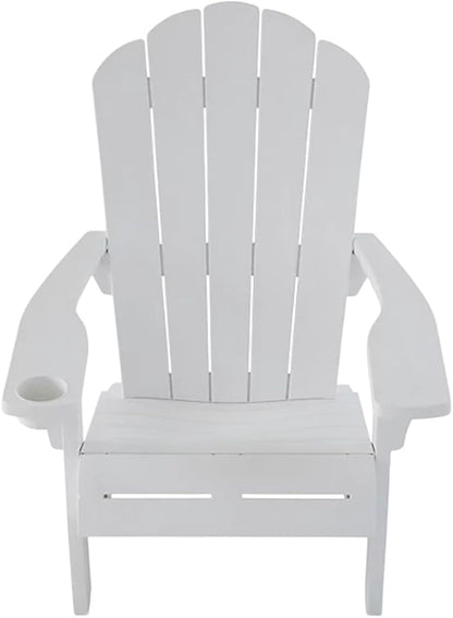 Modern Adirondack Chair with Cup Holder, Outdoor Patio Furniture (White)