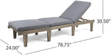 Acacia Wood Outdoor Chaise Lounge Chair with Cushion, Adjustable Recline Patio Lounger for Pool - Photo 2