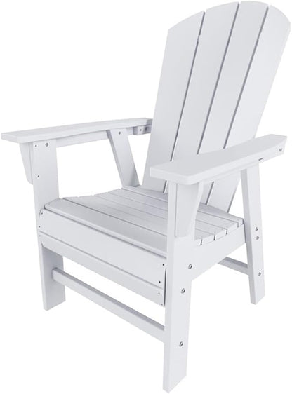Costaelm Outdoor Adirondack Chair, HDPE Patio Balcony Chairs, Portside Seashell Nautical Curveback Adirondack Chair and Fire Pit Chairs, White