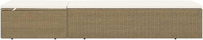 PE Rattan Sunlounger 77.9"x23.6" Outdoor Chaise Lounge with Adjustable Backrest, Removable Cushion, Powder-Coated Steel Frame, Brown & Cream for Poolside Patio Garden