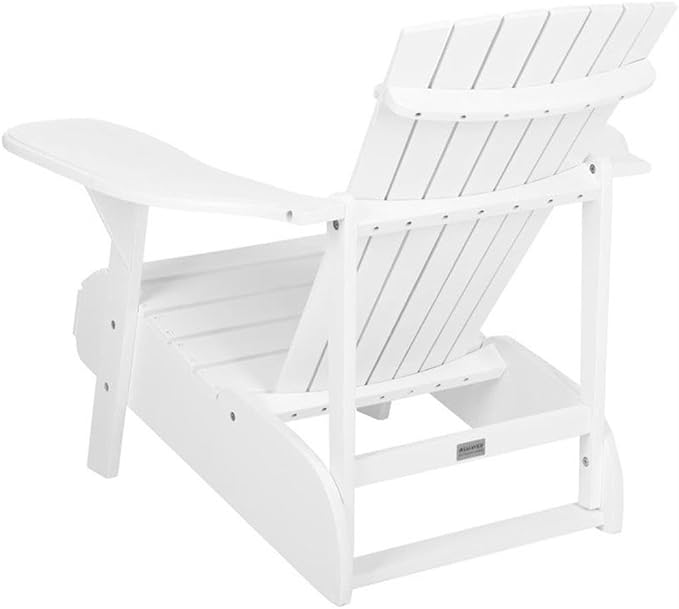 Pemberly Row Modern Acacia Adirondack Chair, White Finish, Slatted Back Design, Coastal-Inspired Outdoor Seating for Patio, Durable