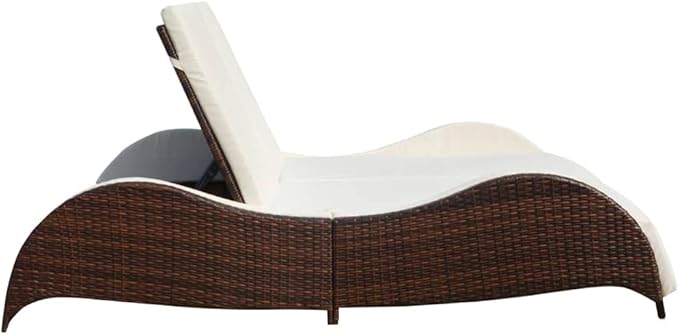 Double Sun Lounger hammock chair,lounge chair,patio lounge chairs,christopher knight outdoor furniture,outdoor chaise lounge,outdoor lounge chairs set of 2,with Cushion Poly Rattan Brown